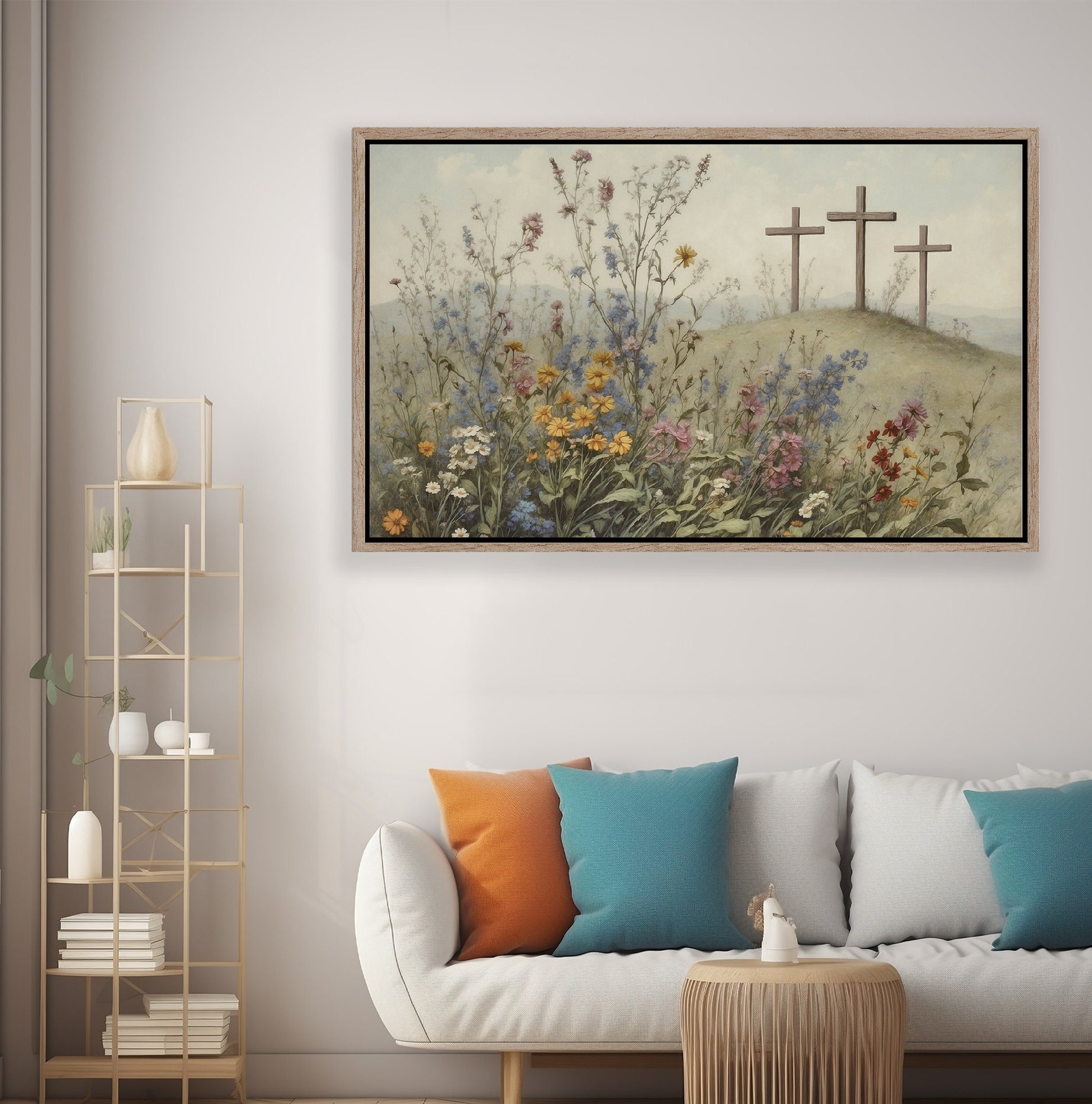 Jesus Crucifixion – It Is Finished Poster, Religious Easter Wall Art Poster, Christian 3 Crosses on Golgotha Hill Poster, Jesus Poster